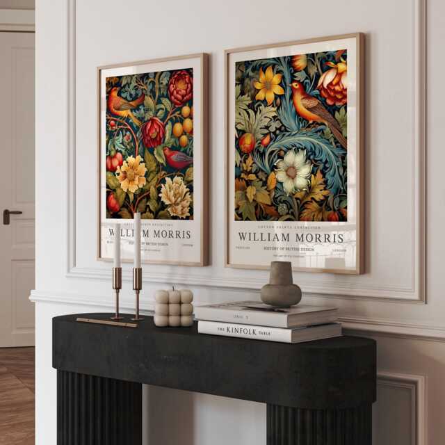 William Morris Bird & Floral Print Set, Arts Crafts Botanical Wall Art, Vintage Style Nature Posters - image 1