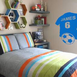 Personalised Football Shirt Wall Art Sticker, Vinyl Decal, Modern Transfer, Soccer - thumbnail 3