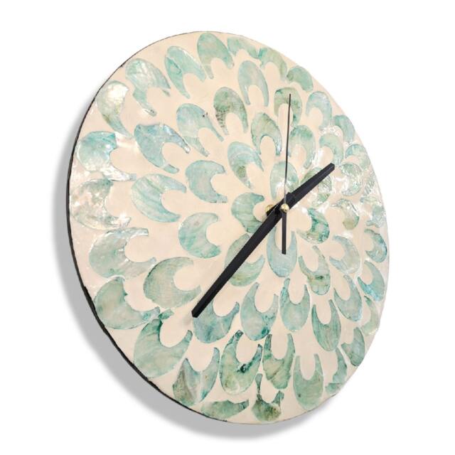 Wall Clock Unique - Sage Green Modern Clocks For Minimalist Shell Art Boho Home Decor Living Room Kitchen & Bedroom 12Inch - image 1
