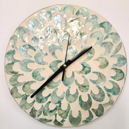 Wall Clock Unique - Sage Green Modern Clocks For Minimalist Shell Art Boho Home Decor Living Room Kitchen & Bedroom 12Inch - thumbnail 2