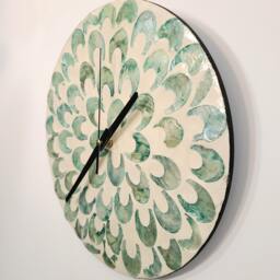 Wall Clock Unique - Sage Green Modern Clocks For Minimalist Shell Art Boho Home Decor Living Room Kitchen & Bedroom 12Inch - thumbnail 3