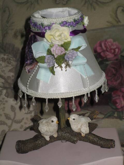 Precious Bird Lamp With Ooak Shade, Accent Lamp, Night Light Ooak - image 1