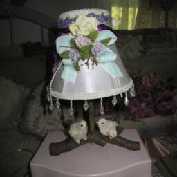 Precious Bird Lamp With Ooak Shade, Accent Lamp, Night Light Ooak - thumbnail 2