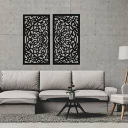 3D Stylish Wood Wall Art Decor, Moroccan Style, Openwork Ornament Picture, Living Room, Decorative Wooden Arabic Panel - thumbnail 3