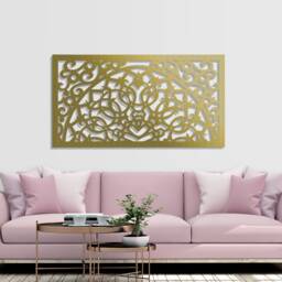 3D Stylish Wood Wall Art Decor, Moroccan Style, Openwork Ornament Picture, Living Room, Decorative Wooden Arabic Panel - thumbnail 2