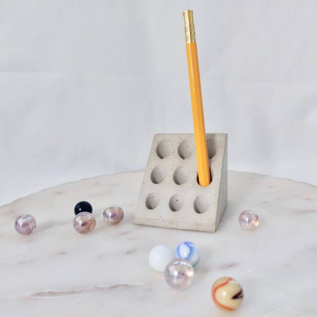 Concrete Desk Tidy, Accessories, Pen Holder, Minimalist Office Decoration, Stationary Organiser - image 1