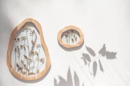 Pressed Flower Frame Set Of 2, Wavy Botanical Wall Decor, Asymmetrical Floral Art - thumbnail 1