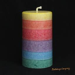 Colorful Pillar Rainbow Candle Made Of Stearin - Vegan & Handmade From Natural Wax - thumbnail 3
