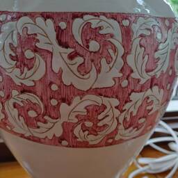 Graffiti & Painted Ceramic Table Lamp, Elegant Living Room Lighting, Classic Lamp in White Burgundy, Light For - thumbnail 3