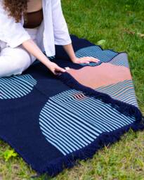 Reversible Recycled Cotton Kilim Rug - Colorful Woven Area - thumbnail 1