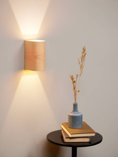 Birch Wood Wall Sconce Rustic Modern Bedside Lamp - image 1