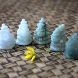 Mini Hand Carved, White Jadeite Jade - Grade A, Lord Ganesha Carving, Highly Detailed - thumbnail 4