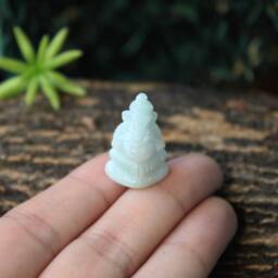 Mini Hand Carved, White Jadeite Jade - Grade A, Lord Ganesha Carving, Highly Detailed