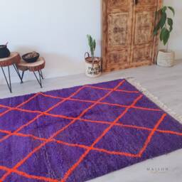 Flourishing Moroccan Rug, Purple Beni Ourain Wool Berber Area 5x8 Ft - thumbnail 2