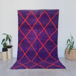 Flourishing Moroccan Rug, Purple Beni Ourain Wool Berber Area 5x8 Ft - thumbnail 1