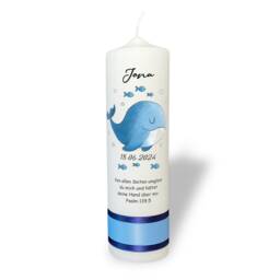Baptismal Candle Blue Whale With Fish - thumbnail 3