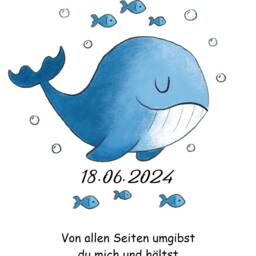 Baptismal Candle Blue Whale With Fish - thumbnail 2
