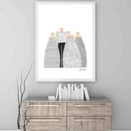 Custom 5 Person, 1st Payment, Custom Digital Family Portriat, Art Commission, 10 Year Anniversary Gift For Husband, Multiracial - thumbnail 3