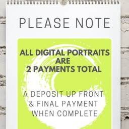 Custom 5 Person, 1st Payment, Custom Digital Family Portriat, Art Commission, 10 Year Anniversary Gift For Husband, Multiracial - thumbnail 2