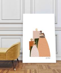 Custom 5 Person, 1st Payment, Custom Digital Family Portriat, Art Commission, 10 Year Anniversary Gift For Husband, Multiracial - thumbnail 1