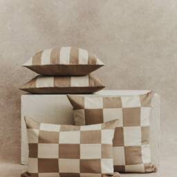 Mini Stripe Linen Cushion Cover in Stone & Ecru - thumbnail 3