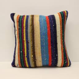 Bolster Pillow Sofa 16x16 in 40x40 cm Bohemian Vintage Kilim Cushion Bedding 4Kf-688 - thumbnail 1