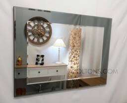 Marietta Modern Wall Mirror Grey/Smoked Glass Frame Silver Bevelled Edge 2 Layer Home Interior Decor Quality Made in UK - thumbnail 1