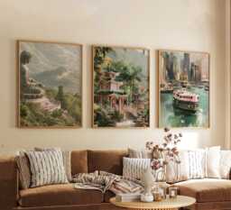 Set Of 3 Hong Kong Posters, Asia City Wall Art, Skyline Print Set, Modern Travel Artwork, Urban Home Decor, Night Cityscape Style - thumbnail 1