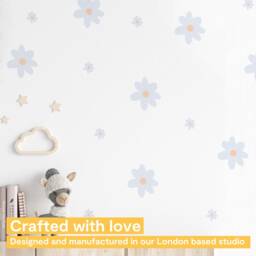 Daisy Flower Wall Stickers - Pink Floral Decal For Nursery, Playroom, Bedroom Children's Repositionable Fabric Mural - thumbnail 2