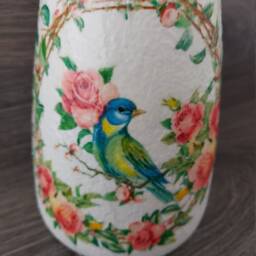 Decoupage Bird Flower Vase Home Sweet Decor - thumbnail 3