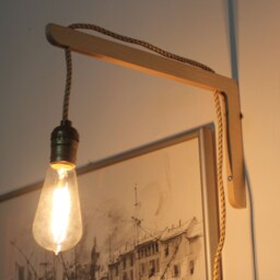Wall Sconce Wood Lamp Minimalist Lighting Modern Look With Rope Wire Light Fixture Handmade Wooden Lamp Plywood - thumbnail 2