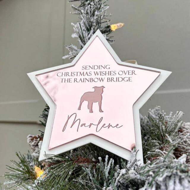 Dog Remembrance Christmas Tree Topper, Dog Memorial Decoration, Sympathy Gift, Personalised Custom Topper - image 1