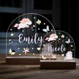 Unicorn Night Light, Personalised Lamp, Light With Name, Girls Bedroom Nursery - Uv774 - thumbnail 3