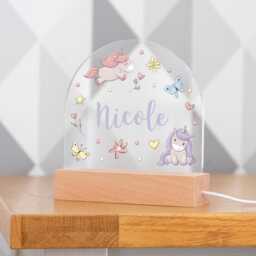 Unicorn Night Light, Personalised Lamp, Light With Name, Girls Bedroom Nursery - Uv774 - thumbnail 2