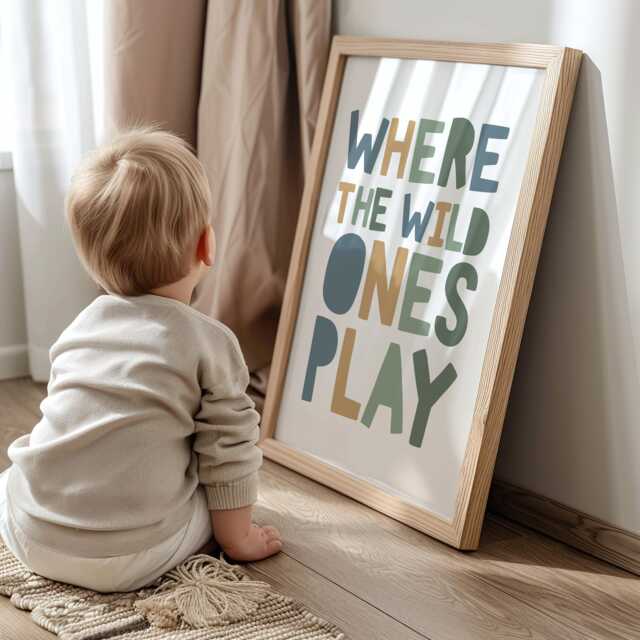 Where The Wild Ones Play, Sage Green Boys Bedroom Decor, Nursery Wall Art, Playroom Prints, Toddler Bedroom, Baby Boy - image 1