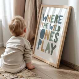 Where The Wild Ones Play, Sage Green Boys Bedroom Decor, Nursery Wall Art, Playroom Prints, Toddler Bedroom, Baby Boy - thumbnail 1