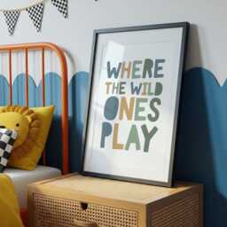 Where The Wild Ones Play, Sage Green Boys Bedroom Decor, Nursery Wall Art, Playroom Prints, Toddler Bedroom, Baby Boy - thumbnail 3