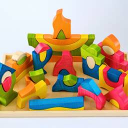 Wooden Building Blocks - Play Set Toys Kids Eco Wood Educational Montessori & Waldorf Inspired - thumbnail 3