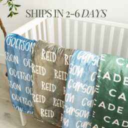 Personalized Name Blanket Baby Girl Gift For New Mom Boy Kids Kid Blue - thumbnail 1