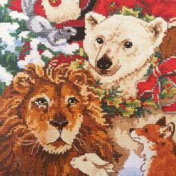 Christmas Stocking With Embroidered Santa's Wildlife Santa Animals Personalised Family Stockings Custom Cross Stitch - thumbnail 3
