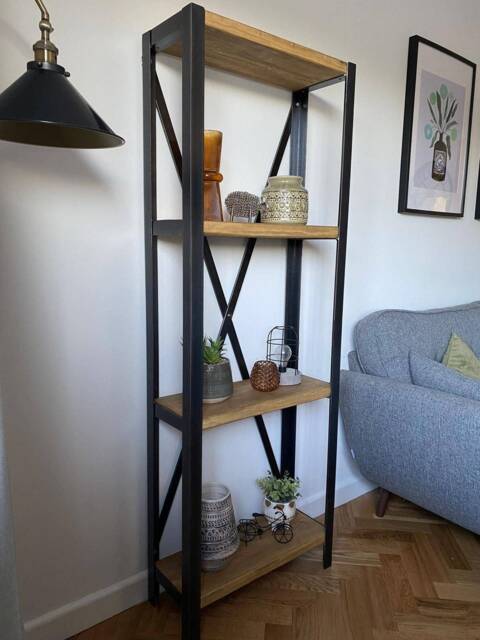 Freestanding Industrial Metal & Wood Shelving Unit - Handmade Storage Shelf, Rustic Bookcase, Open Display Rack, Custom Home Decor - image 1