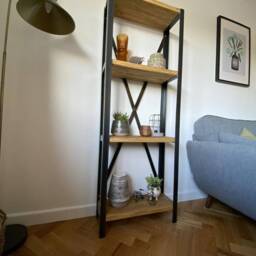 Freestanding Industrial Metal & Wood Shelving Unit - Handmade Storage Shelf, Rustic Bookcase, Open Display Rack, Custom Home Decor - thumbnail 4