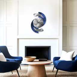 Navy Blue Metal Wall Clock - Modern Silver Art For Home & Office 18x24 - thumbnail 4