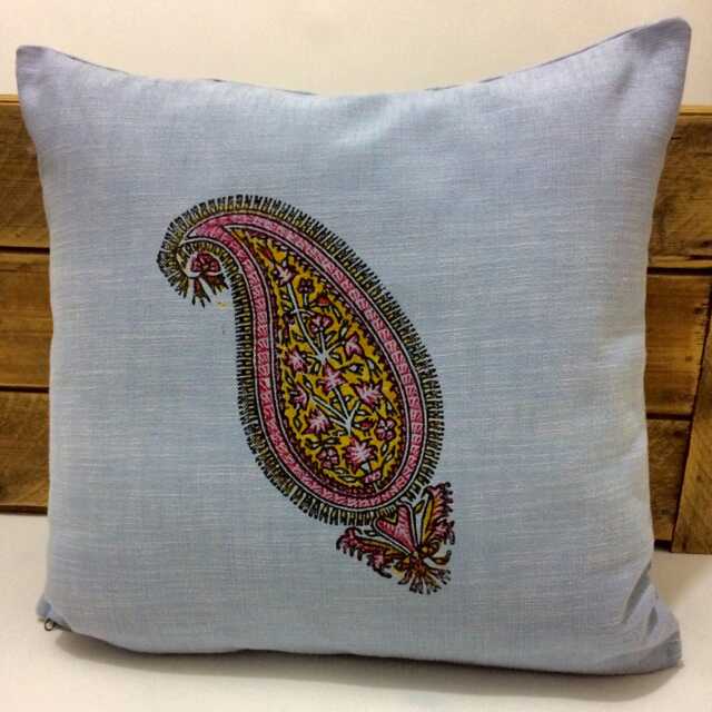 Paisley Pattern - Traditional Block Printed Technique Home Decor Nautical Blue Farmhouse Pillows Gift Idea - image 1