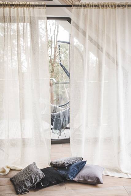 Handmade Linen Sheer Curtains Semi White Rod Pocket With Crown Drapes - image 1