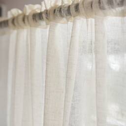 Handmade Linen Sheer Curtains Semi White Rod Pocket With Crown Drapes - thumbnail 2