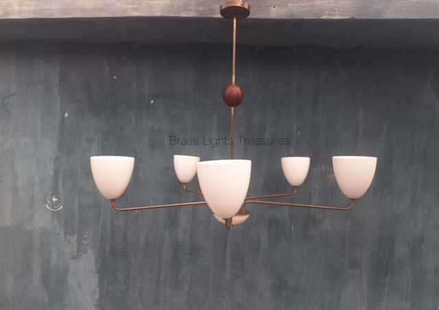Handmade Brass Sputnik Chandelier - Mid-Century Modern Light Fixture Stilnovo Italian - image 1