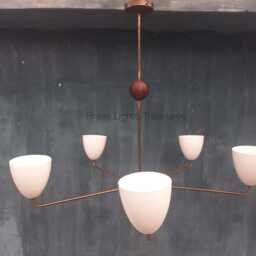 Handmade Brass Sputnik Chandelier - Mid-Century Modern Light Fixture Stilnovo Italian - thumbnail 3