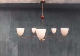 Handmade Brass Sputnik Chandelier - Mid-Century Modern Light Fixture Stilnovo Italian - thumbnail 1