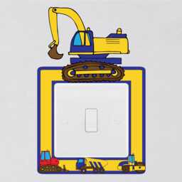 Diggers & Trucks Light Switch Surround Sticker Builders Construction Child Decal Wall Art Vinyl Kids Boys Girl Bedroom Room Decor - thumbnail 1